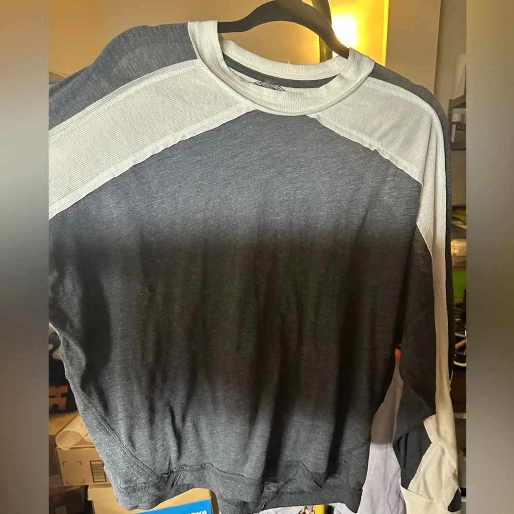 NWOT Free People All About It Long Sleeve Top in Dark Grey/White, S - Picture 4 of 7